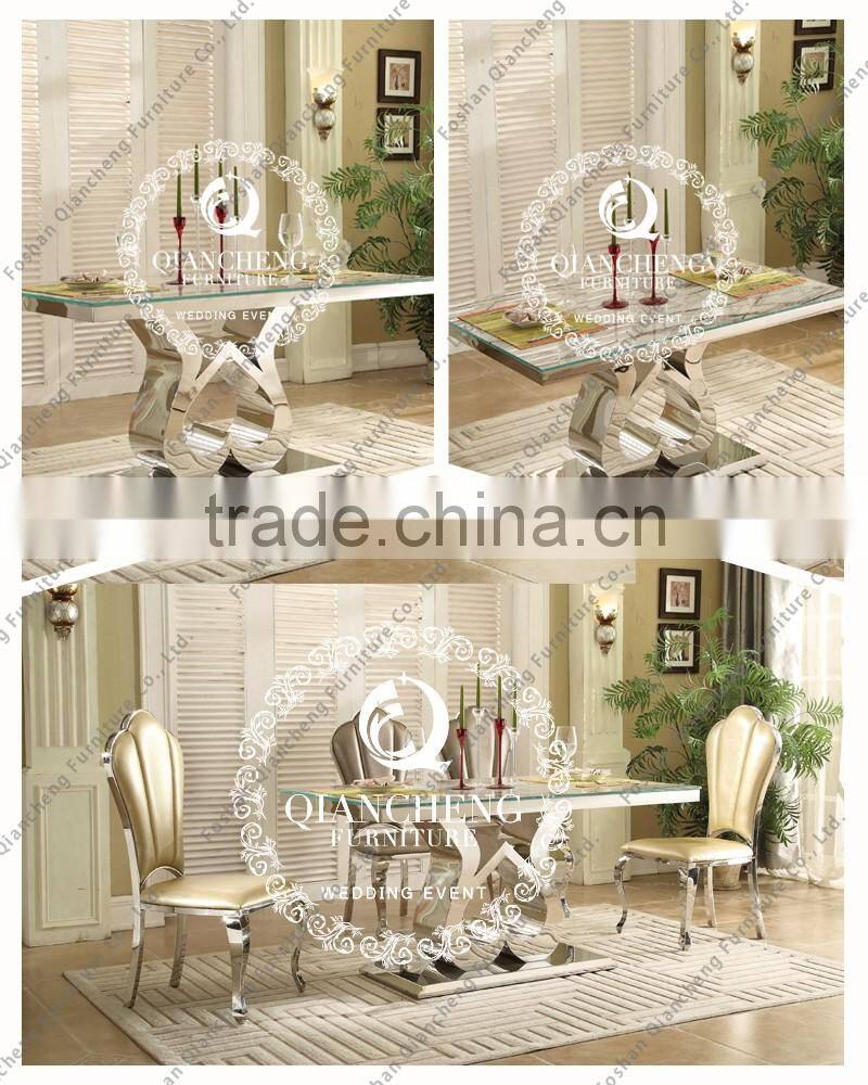 new design tempered glass heart shape dining table