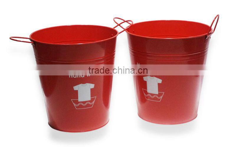 Galvanised Steel Serving Bucket Red 9L - ASH Bucket for Cutlery, Condiments or Serving Food