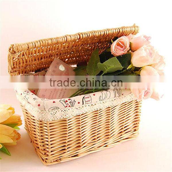 4-piece natural white empty wicker storage basket wedding for egg,candy and other sundries with floral lining & liner