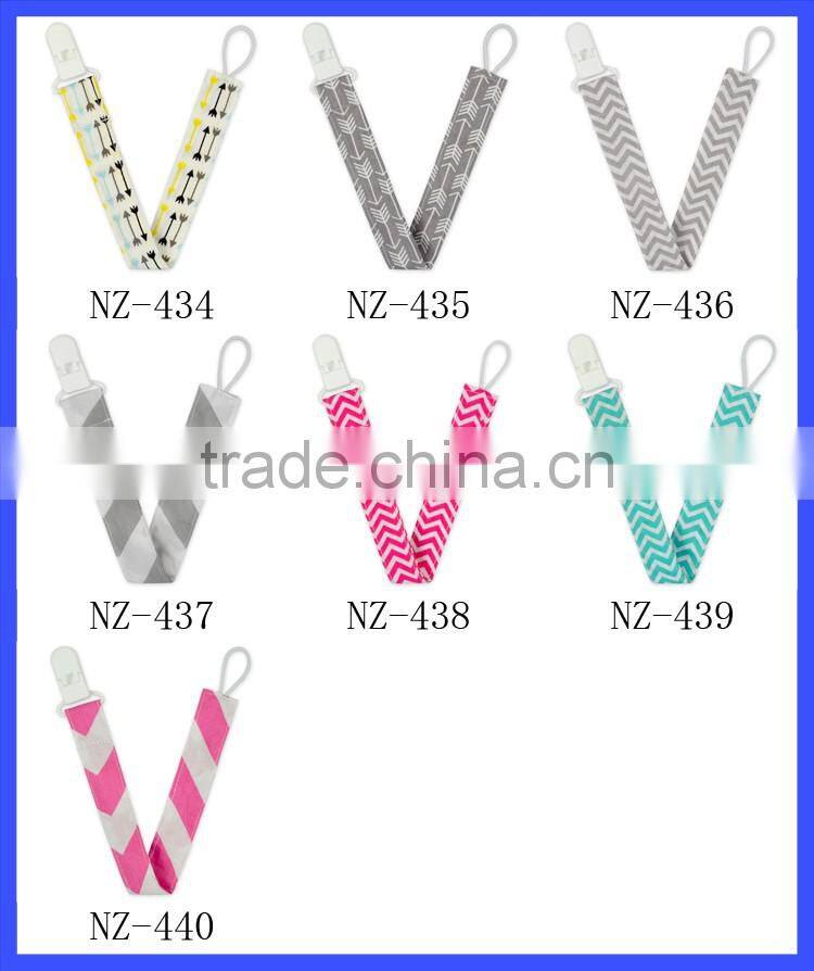 elastic loop cotton ribbon white plastic pacifier clip