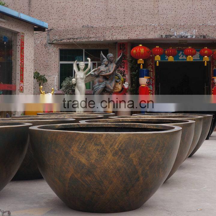 Large round bronze garden pot