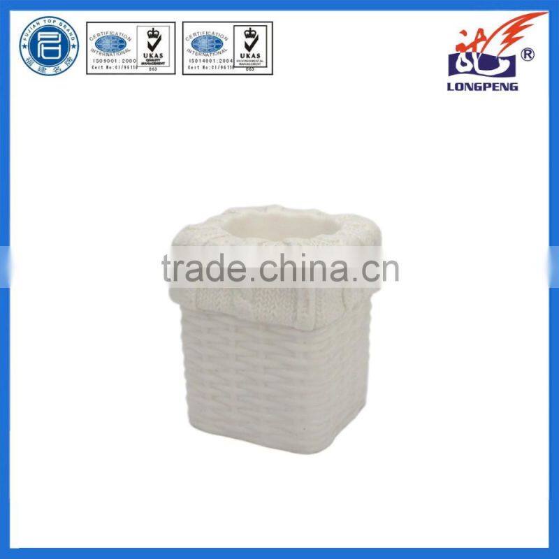 Eco-Friendly Elegant White Knitted Decorative Square Tealight Candle Holders