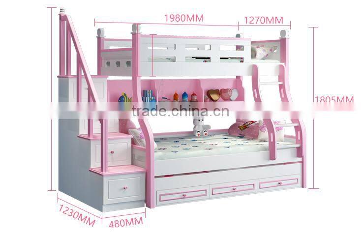 Color Life Mini Children Kid Bed Furniture Wooden Bunk Bed Set for Twins Bedroom Room