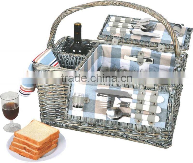 Hot-selling Handmade wholesale cheap willow wicker picnic basket food covers for 4 person