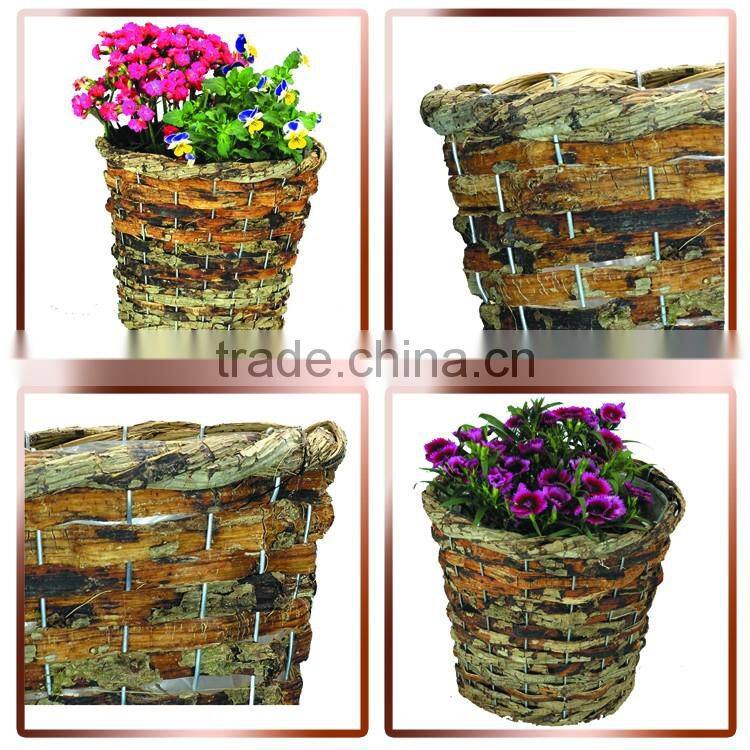 Eco-friendly Nature Rattan Garden Planter Flowerpot and Storage Basket