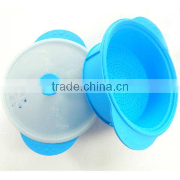 LFGB FDA grade Multifuncational microwave oven steamer,silicone food dinner box