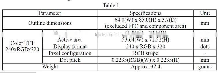 4:3 TFT color display 262k-colors 3.5 inch RTP TFT 240RGBx320dots