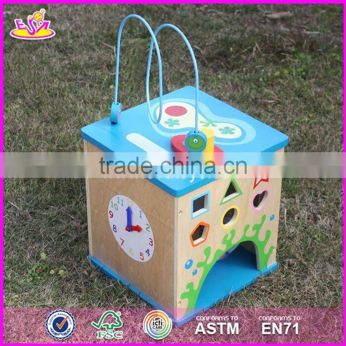 Multi-function 5 in 1 wooden toy activity cube for toddlers W11B136-S