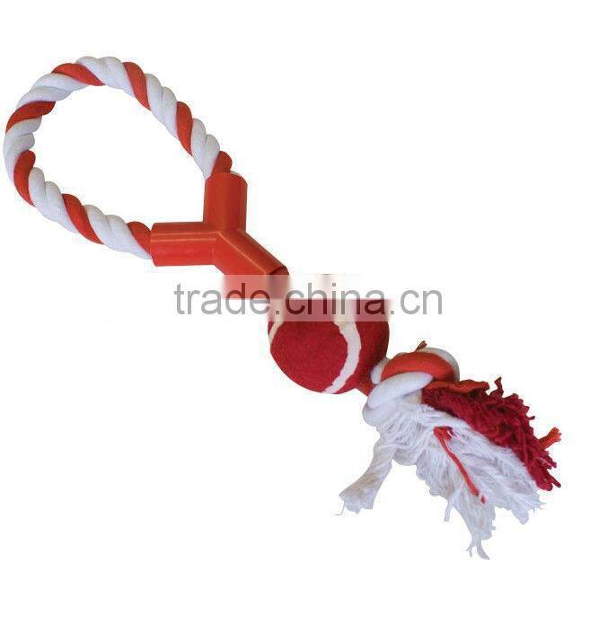 Interactive Dog Toy Tugger & Chew Tennis Ball Rope, Red