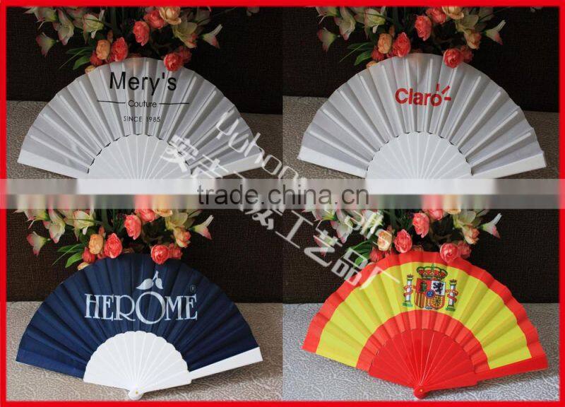 Cheap fabric hand held plastic fan