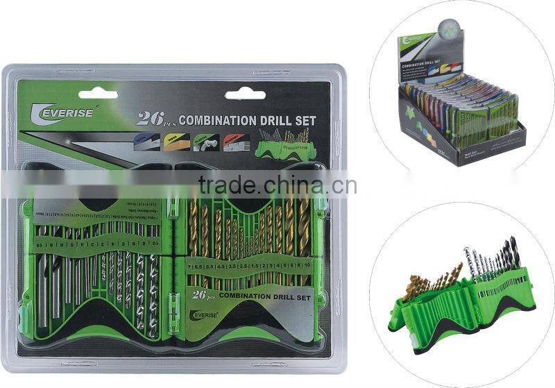 26 piece good quality combination drilling set in plastic case