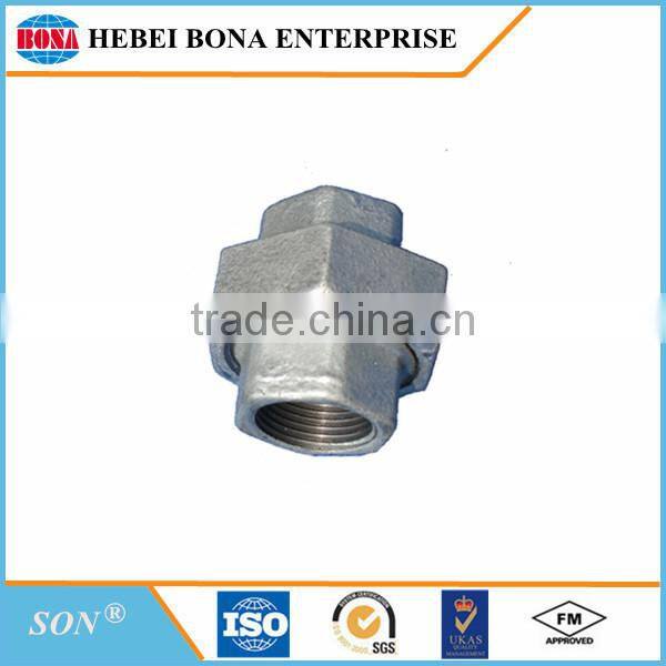 Baked galvanized Plain end malleable iron pipe fittings with BS threads