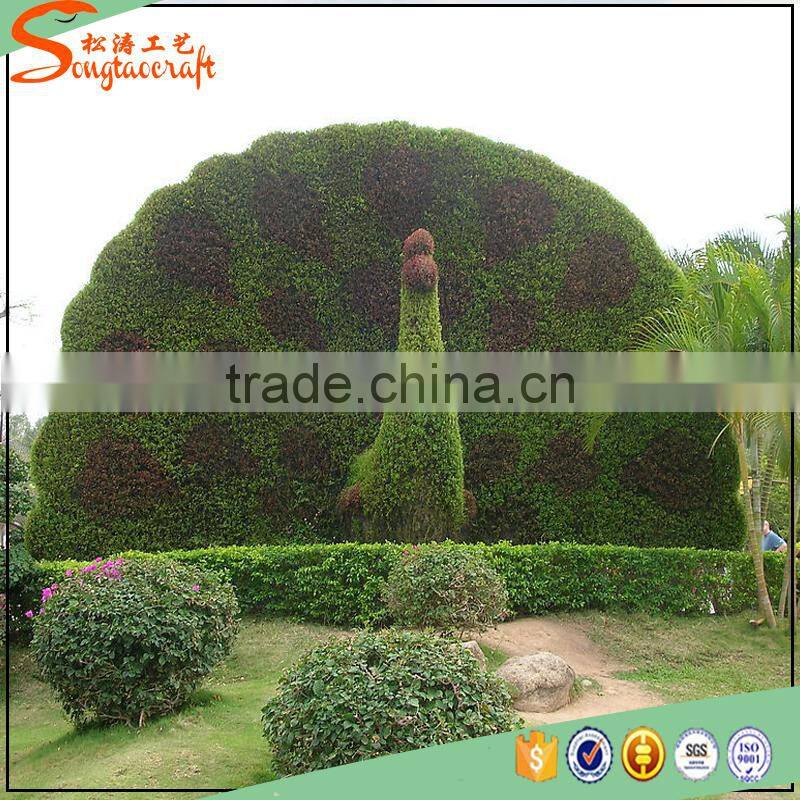 songtao high quality artificial peacock artificial animal topiary sculpture for garden decoration
