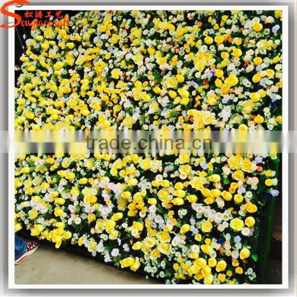 Factory hot sale hotel lobby wall decoration artificial rose flower wall