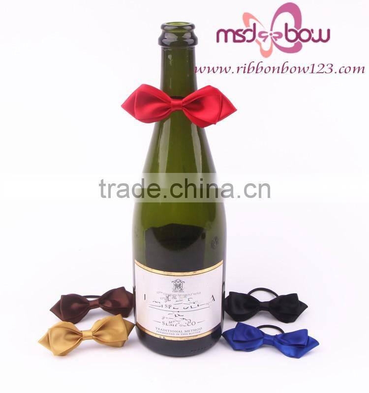 gold color satin pre-made ribbon bow for wine bottle
