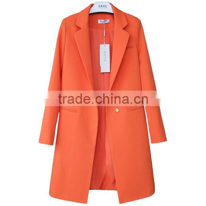 Women's Plus Size Wool Blazer Coat Long One Button Outwear Overcoat loose fit Jacket