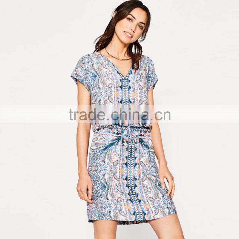 Beauty Digital Print Solid and Soft Stretchy Shift Dress for Woman