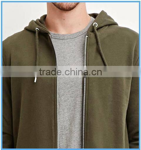 Men's French Terry Zipper Up Longline Hoodie