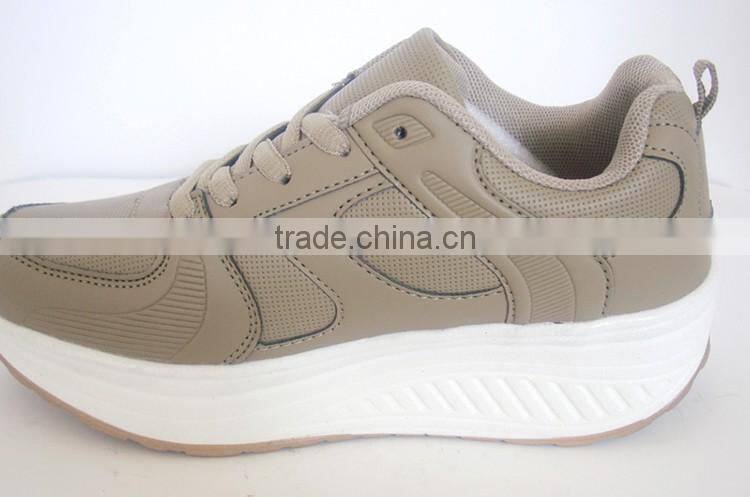 Good sale PU outsole brown upper women shoes 2017 with white sole