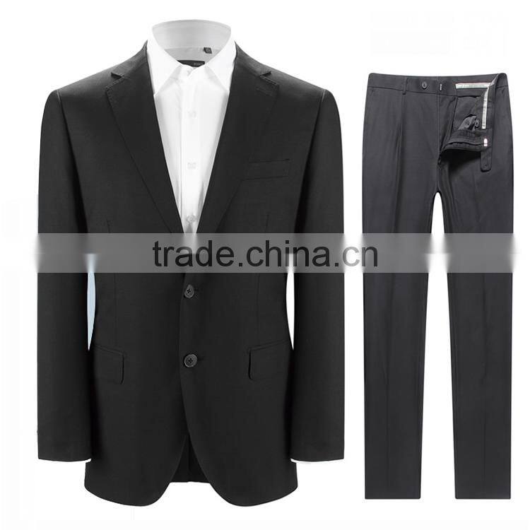 2017 Wholesale Custom Classic Style Regular Fit 2 Button Black Mens Suit