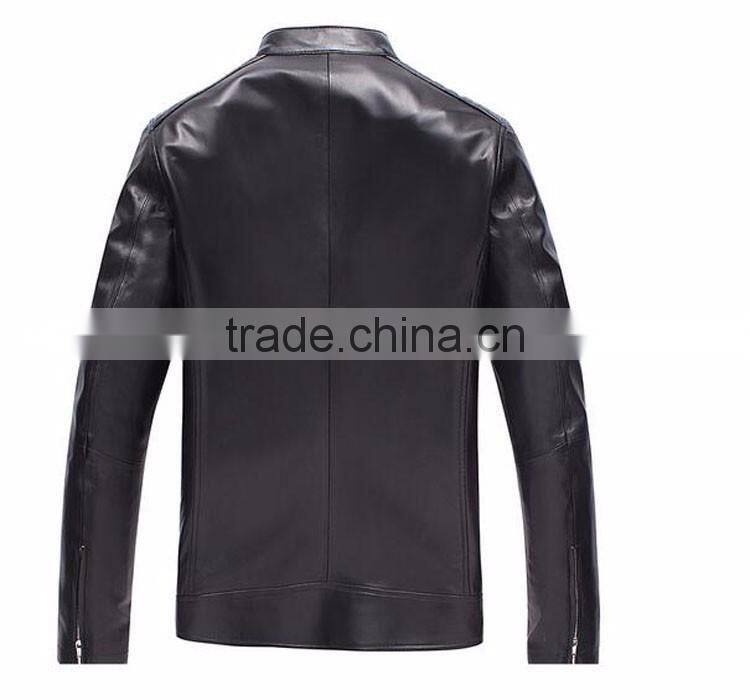 Latest fashion design black leather men winter coat fur clothing men coat