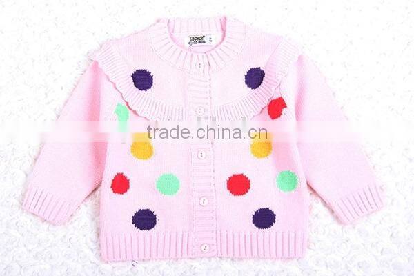 Colorful polka dot design kids fashion knitting sweater patterns