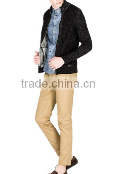 2014 Hot sale color cotton knitting ribbed men's cardigan sweater
