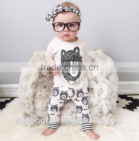 New 2 Piece Baby Clothes Set Girl Pants Blouse Infant Clothing Newborn Baby Clothing Sets Boy Cotton Little Monster