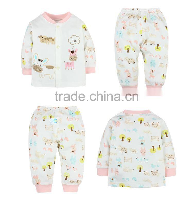 Wholesale long sleeve cute baby pajamas new design children clothing sets
