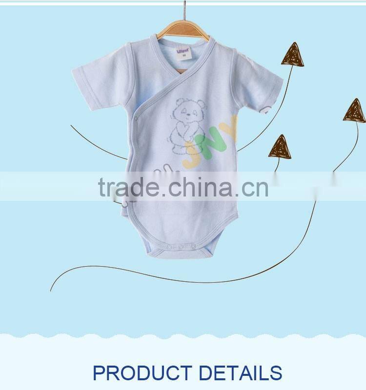 Hot selling soft cotton comfortable plain blue newborn baby clothes bodysuit wholesale