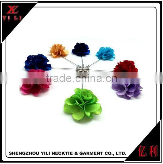 Nice design cheap men or women silk flower pins for clothes