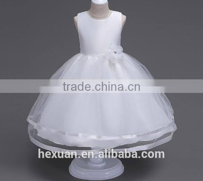 2017 New Arrival Kids Fancy Wedding Matt Satin Dress Baby Girl Evening Party Skirt