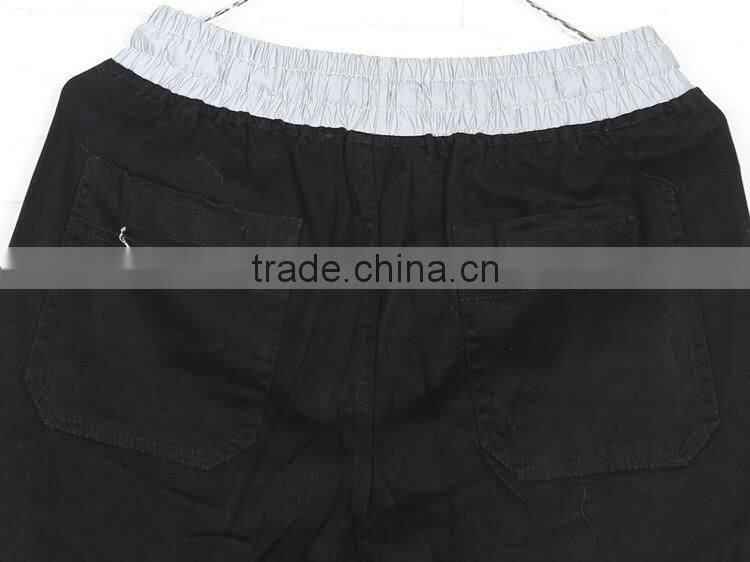 mens knee hole zipper pockement contrast color elastic waistband casual joggers pants