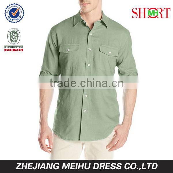 Men's Cane Bay Roll Up Sleeve Linen Cotton Button Down casual Shirt