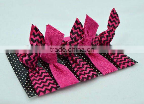 Chevron Print Elastic Fold Over Hair Tie