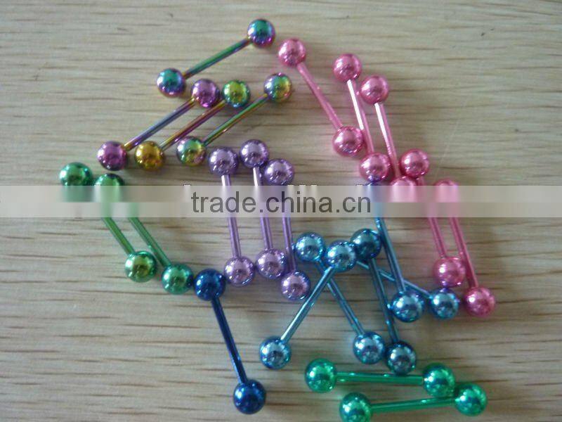 Anodized Tongue Barbell Ring