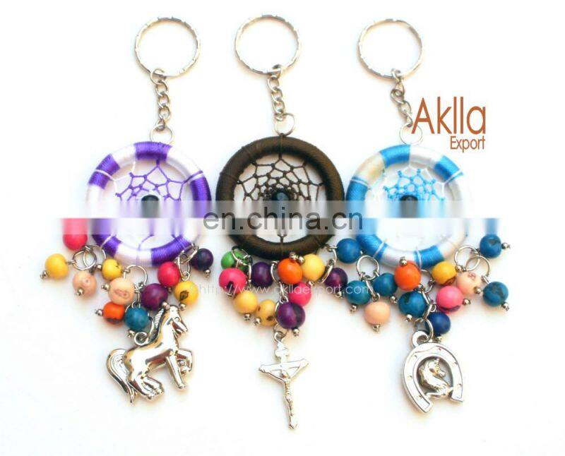 Ecological Keychains with Dreamcatcher and Seeds