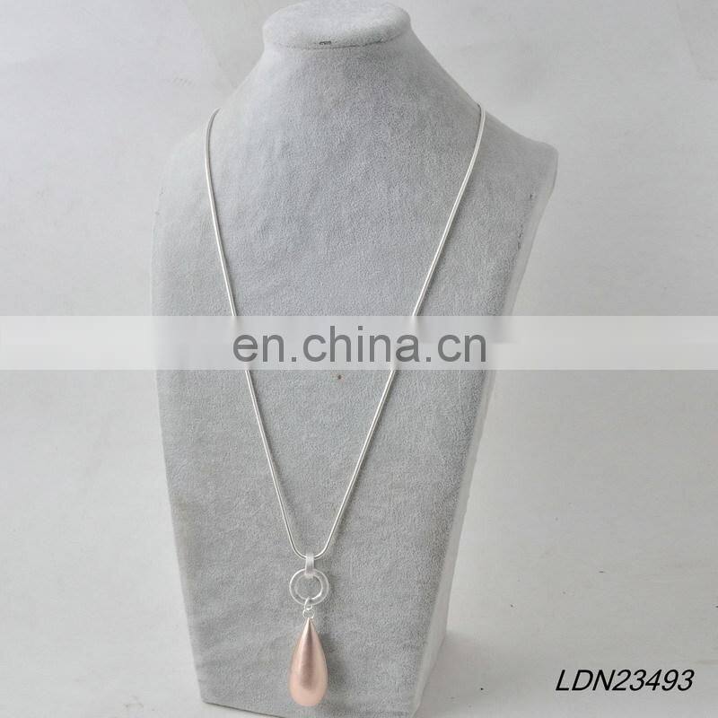 Mixed Color Metal Necklace Teardrop Pendant