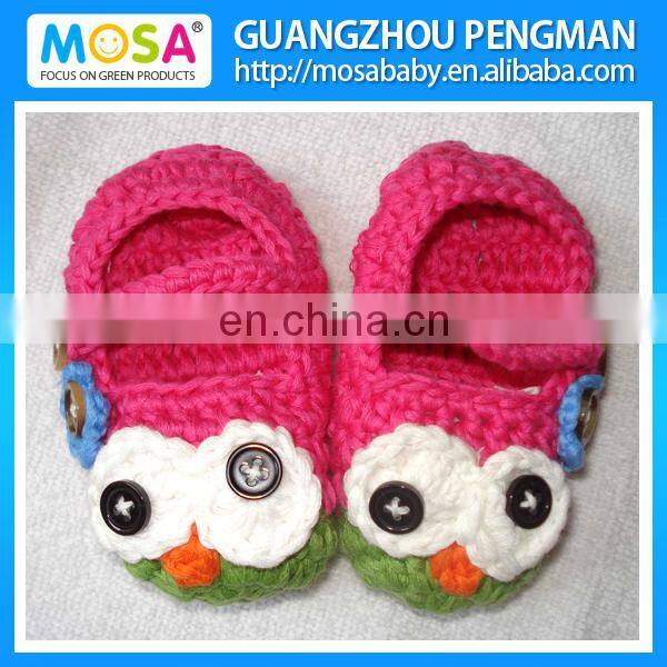 Crochet Newborn Shoes Baby Girl Owl Mary Jane Hot Pink Green Flower Animal Booties