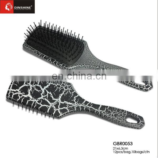 Blue color paddle brush, plastic round cushion hair brush