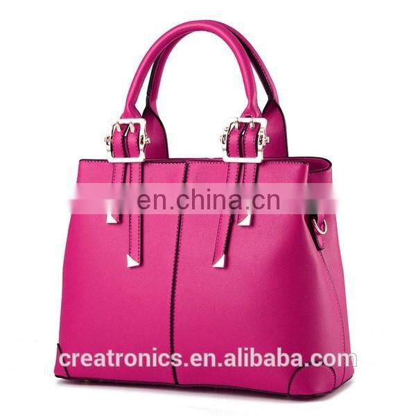 CR More than 11 years experience pu material tote bag woman handbag in stock rose red colors new stylish lady leather handbag
