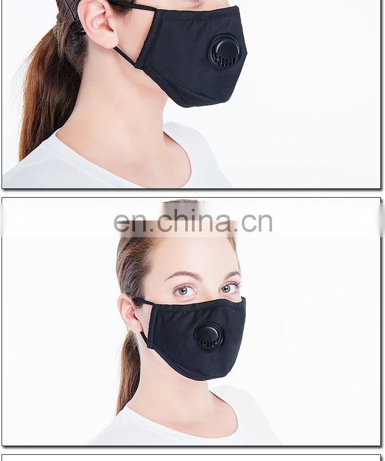 Reusable Black Cotton Fashion Mask with Valve