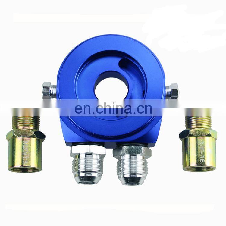 Oil cooler sandwich adapter plate with thermostat and adapter thread AN8 3/4-16UNF M20x1.5