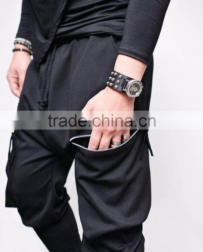 Big Zip Pocket Leggins Baggy Sweatpants Jogger Pants Black Standard Sports