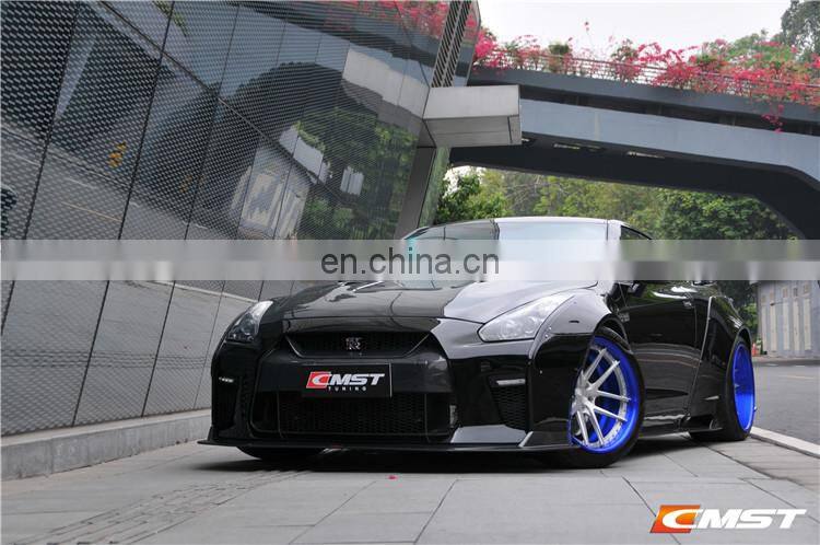 Body kit for nissan gtr r35 front bumper rear bumper wide flare carbon fiber rear diffuser side skirts bonnet trunk spoiler