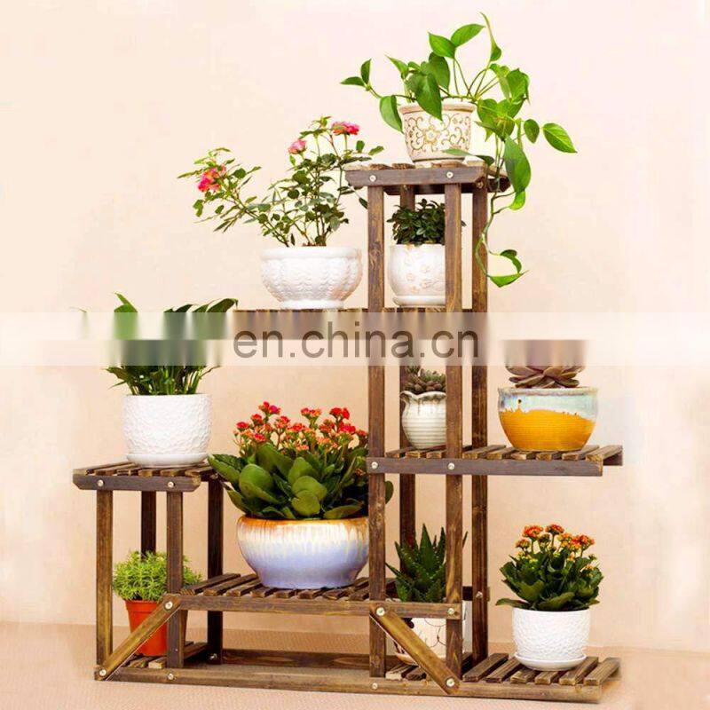 Bamboo 3-Tier Hanging Plant Stand Planter Shelves Flower Pot Organizer Storage Rack Folding Display Shelving Plants Shelf