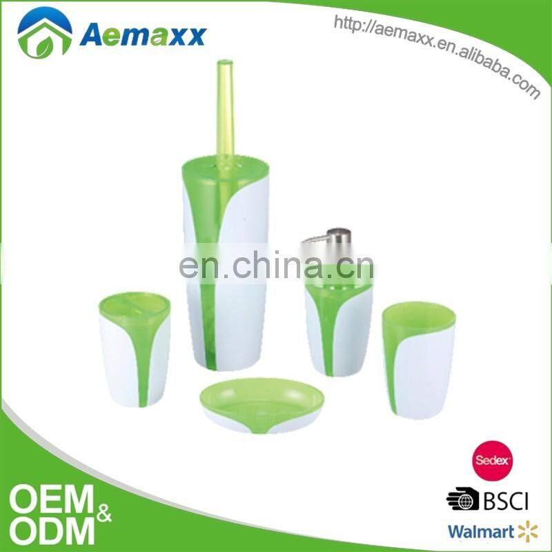 Double color white and red complete plastic bathroom accessories decoration for bathroom 5 pcs set