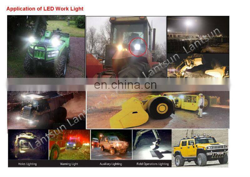 Lantsun round led light 4" inch 27W LED Working Light Spot Flood Lamp Motorcycle Tractor Truck Trailer SUV for JEEP Offroad