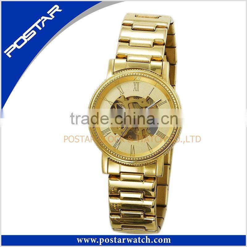 Automatic Machanicial Stainless Steel Gold Planting Watch Water Resistant