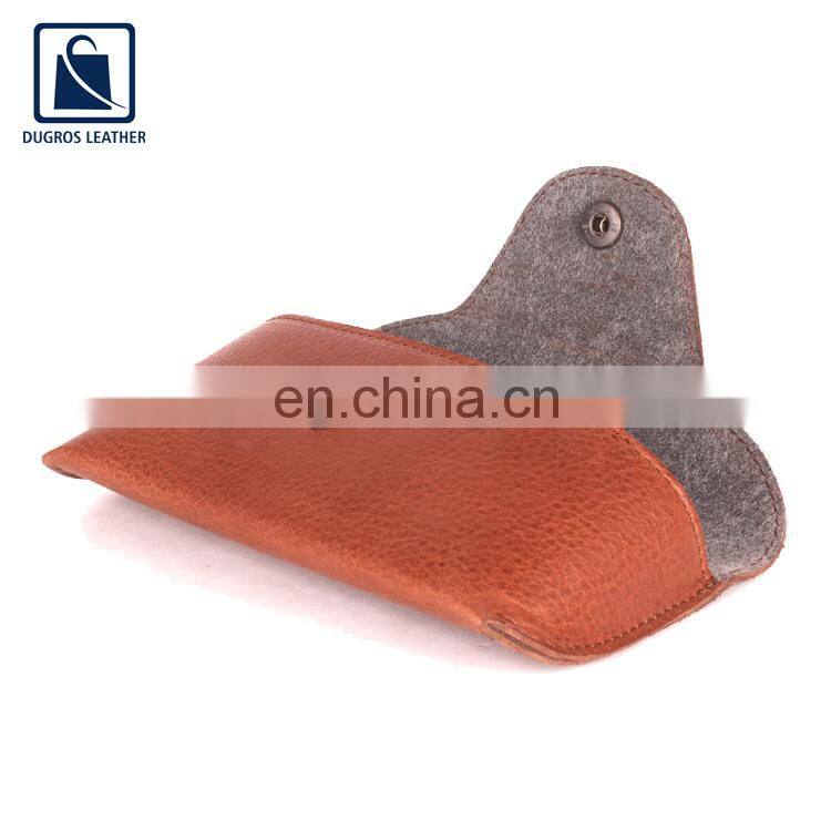 Microfiber Lining Material Anthracite Fitting Stylish Fashion Designer Unisex Genuine Leather Sunglasses Case Supplier